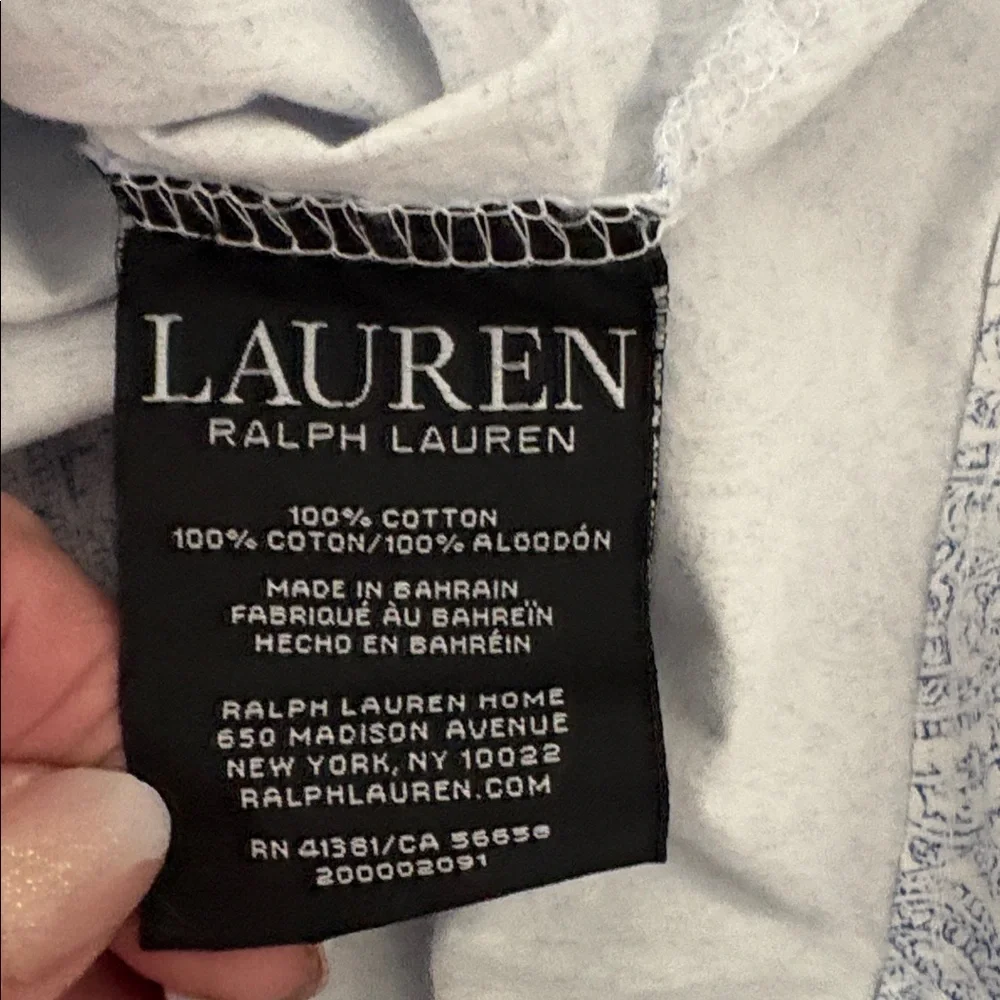 Ralph Lauren KING size, White & Navy Paisley Print Pillow Case